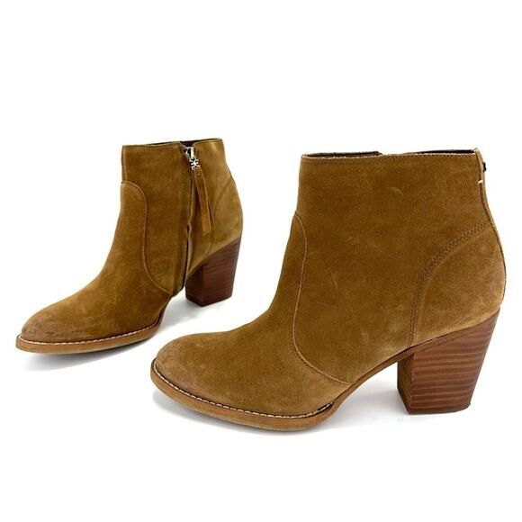 Sam Edelman Mari Women Brown Ankle Boot Sz 9.5 Suede Cuban Heel Cushioned Bootie - Picture 15 of 15